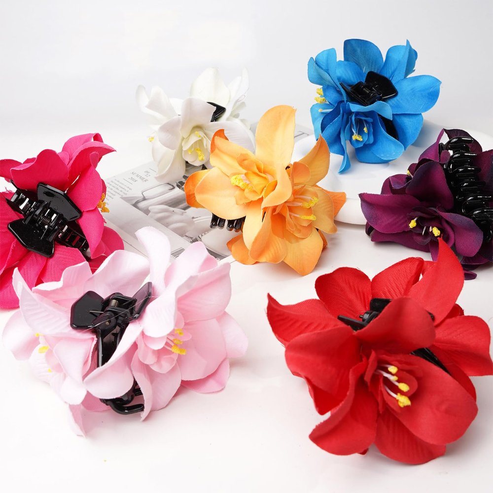 10PCS Hawaiian Flower Hair Clips - Hibiscus & Plumeria Designs, Bobby Pins for Women & Girls