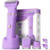Bikini Trimmer for Women, Tiovara Painless Electric Razors Shaver IPX7 Waterproof Cordless Body Hair Trimmer Pubic Hair Removal with USB Charge Dock for Underarm Leg Arm Body Face Silk Skin (Purple) view 1