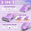 Bikini Trimmer for Women, Tiovara Painless Electric Razors Shaver IPX7 Waterproof Cordless Body Hair Trimmer Pubic Hair Removal with USB Charge Dock for Underarm Leg Arm Body Face Silk Skin (Purple) view 2