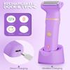 Bikini Trimmer for Women, Tiovara Painless Electric Razors Shaver IPX7 Waterproof Cordless Body Hair Trimmer Pubic Hair Removal with USB Charge Dock for Underarm Leg Arm Body Face Silk Skin (Purple) view 3