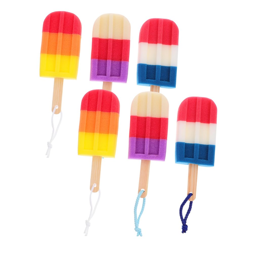 SKISUNO Ice Shaped Bath Towel Shower Sponge Scrubber Brush Popsicle Sponge Bath Exfoliating Washer Random Color