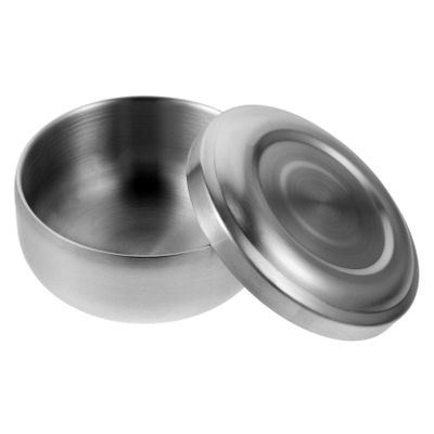 minkissy 2pcs Stainless Steel Shaving Bowl Lid Men Shaving Soap Container for Home Use Practical Design for Easy Storage and