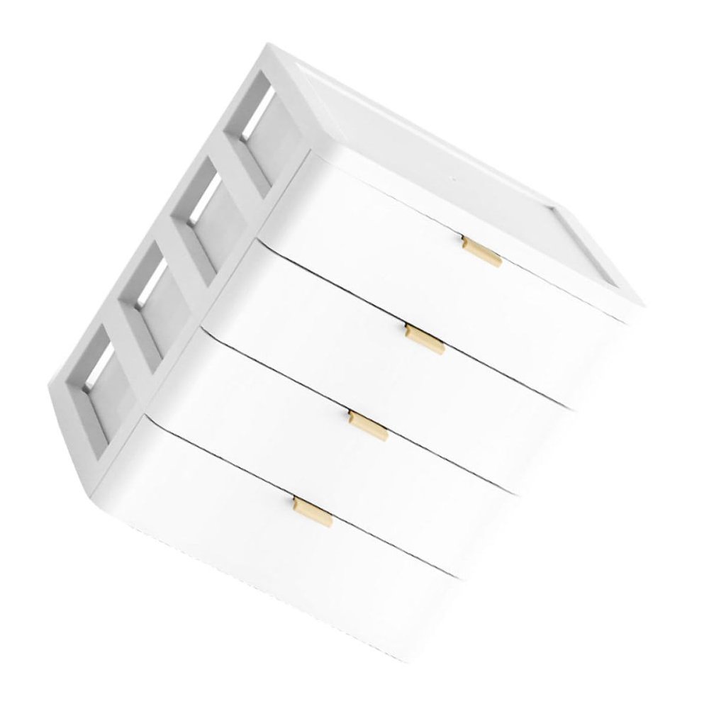 HAPINARY 1pc Multi Drawer Type Makeup Storage Box White Cosmetics Organizer for Desktop Use Tabletop Design for Makeup and Accessories