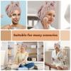 SUNLAND Large Microfiber Hair Drying Caps with Bow knot Fast Drying Shower Cap Soft and Absorbent hairWrap Hair Turban Bath Caps for Curly Thick and wet Hair 11 X 13.4 inch 2 Pack Brown view 2