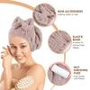 SUNLAND Large Microfiber Hair Drying Caps with Bow knot Fast Drying Shower Cap Soft and Absorbent hairWrap Hair Turban Bath Caps for Curly Thick and wet Hair 11 X 13.4 inch 2 Pack Brown view 4