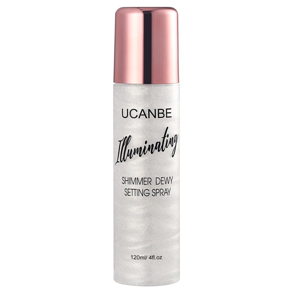 UCANBE Shimmer Dewy Setting Spray  Glowing + Makeup Setting Spray 2 in 1 Lightweight Formula for a Radiant Glow,Long-Lasting Face Mist for Face Body, 4 Fl Oz #Silver