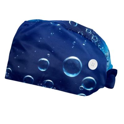 2 Pieces Scrub Caps Women Ponytail Scrub Cap Surgical Caps for Beauty Salon Bubbles Underwater Breath Multicoloured