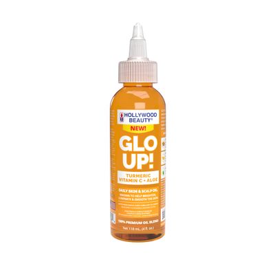 Hollywood Beauty Glo Up! Daily Skin & Scalp Oil to Brighten and Smooth with Turmeric, Vitamin C, and Aloe, 4 fl oz