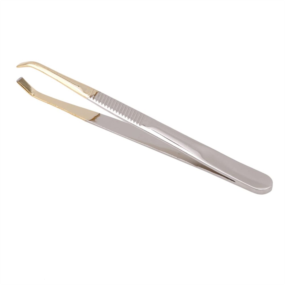 EDCWDTYYEC Eyebrow Tweezers Stainless Steel Makeup Light Slant Tip Hair Removal Eyelashes Eyebrow Tweezers Makeup Tool (Color : Golden) Tweezers(Golden)