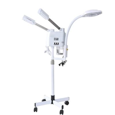 3 In 1 Professional Facial Steamer, Rolling Face Steamer with 8X Magnifying Lamp and Automatic Power-off for Water Shortage Function, Hot and Cold Spray Design, for Home and Professional Beauty Salon