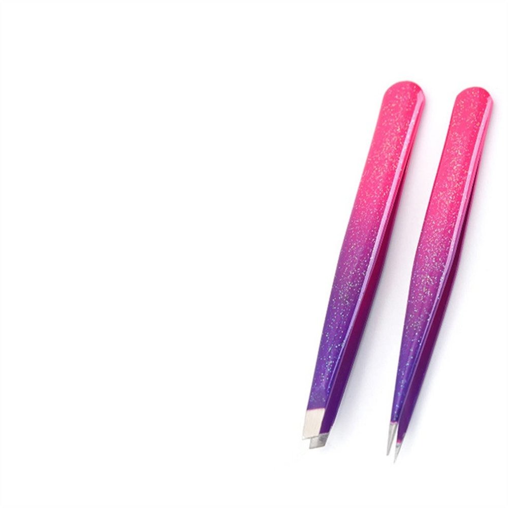 EDCWDTYYEC Eyebrow Tweezers 2pc Eyebrow Tweezer Stainless Steel Eye Brow Clips Makeup Tool Hair Beauty Slanted Puller (Color : 02) Tweezers(3)