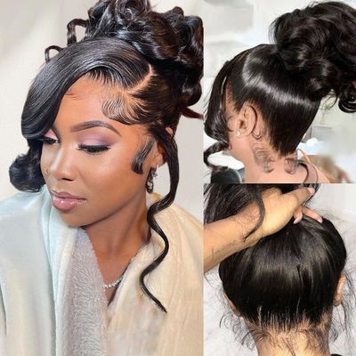 Kloiynj 360 Lace Front Wig Human Hair - 220% Density Body Wave HD Brazilian Virgin Full Lace Wig for Women - 28 Inch Pre-Plucked With Baby Hair - Natural Color