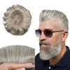 Hair Wonders Full Swiss Lace Toupee For Men Real Human Hair Mens Toupee Hair Replacement System For Men Hairpieces For Men Hair System 6x9-90% light density#760 7# VERY LIGHT BROWN+60% GREY view 1