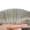 Hair Wonders Full Swiss Lace Toupee For Men Real Human Hair Mens Toupee Hair Replacement System For Men Hairpieces For Men Hair System 6x9-90% light density#760 7# VERY LIGHT BROWN+60% GREY view 3