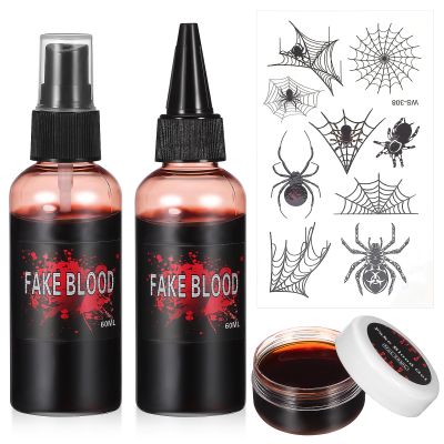AOKWAWALIY Halloween Make Up Fake Blood Gel Vampires Scars Wounds Fake Blood Simulated Blood Spray Realistic Blood for Halloween Costume Cosplay Face Body Paint