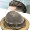 Hair Wonders Full Swiss Lace Toupee For Men Real Human Hair Mens Toupee Hair Replacement System For Men Hairpieces For Men Hair System 6x9-100% light to Medium density#630 6# LIGHT BROWN+30% GREY view 1
