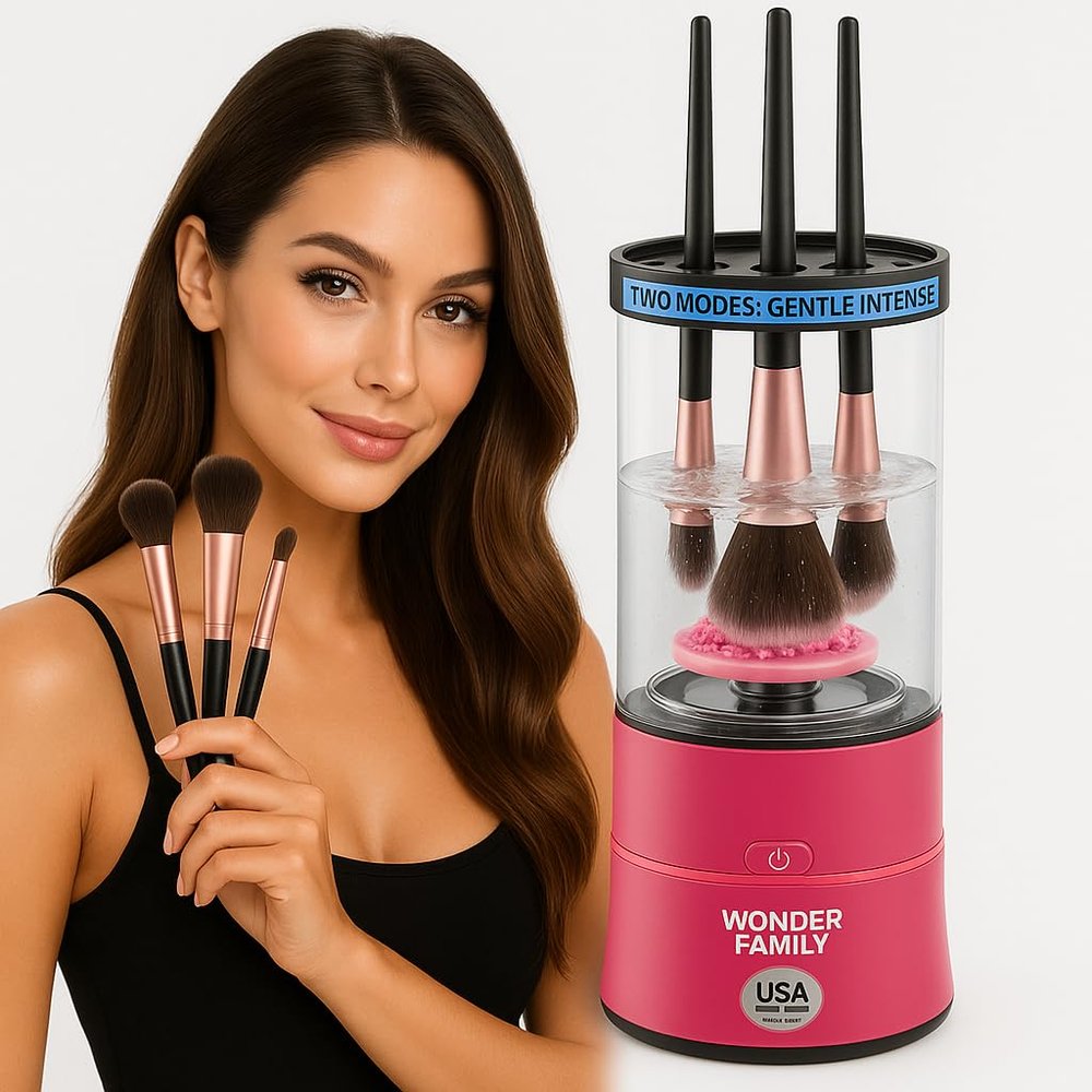 3-in-1 Electric Makeup Brush Cleaner & Dryer Automatic Washer, Fast Air-Dry & Holder Stand Cleans Brushes & Sponges, Portable Wireless USB-Rechargeable, Gentle on Bristles, Vanity & Travel Device