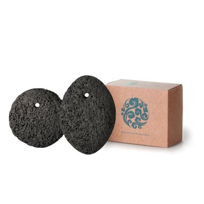 CopesFuda Natural Pumice Stone Set - Lava Foot Scrubber File, Round and Oval Shapes for Effective Exfoliation - Ideal for Cracked Heels, Callus Remover, and Dead Skin Removal - Brown Gray, 2-Pack