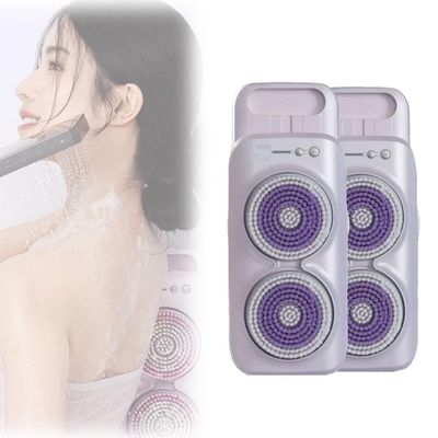 2pcs Electric Body Brush, 2600mAh Wall Mounted Soft Bristles Back Scrubber, 360 Automatic Rota, IPX7 Waterproof, Portable Bath Brush for Cleansing, Exfoliating, Massage