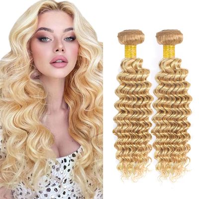 28 28 inch #613 Bundles Human Hair P27/613 Deep Wave Bundle Blonde Wet and Wavy Bundles Honey Blonde Human Hair Bundle