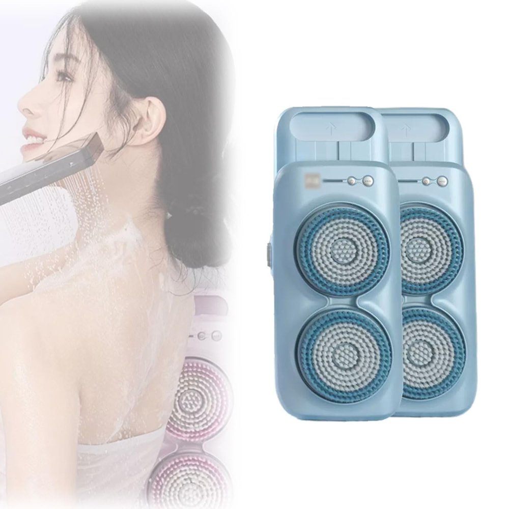 2pcs Electric Body Brush, 2600mAh Wall Mounted Soft Bristles Back Scrubber, 360 Automatic Rota, IPX7 Waterproof, Portable Bath Brush for Cleansing, Exfoliating, Massage