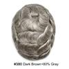 Hair Wonders Toupee For Men Real Human Hair System For Men Full Swiss Lace Mens Toupee Lace Hair Piece For Men Hair System Bleached Knots 7x9-90% light density#380 3# DARK BROWN+80% GREY view 2