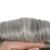 Hair Wonders Toupee For Men Real Human Hair System For Men Full Swiss Lace Mens Toupee Lace Hair Piece For Men Hair System Bleached Knots 7x9-90% light density#380 3# DARK BROWN+80% GREY view 3