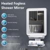 Heated Shower Mirror Fogless for Shaving, 3 Colors Stepless Dimmable Lights Fogless Mirror for Shower, Rechargeable Anti Fog Shaving Mirror for Shower with Razor Holder, Light Memory Function, White view 2