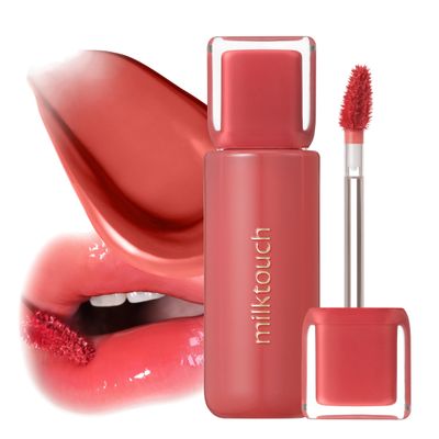 MILKTOUCH Jelly Fit Lip Tint (05 Apple Pom) with Cooling Plumping Effect and Water-Based Non-Sticky Texture | Long Lasting Korean Beauty Lipstain Tinted Gloss Oil | Stocking Stuffers for Women