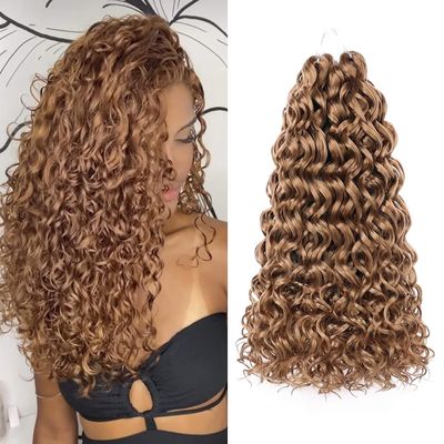 ZRQ 18 Inch GoGo Curl Crochet Hair Honey Blond 8 Packs Beach Curl Crochet Hair For Women Synthetic Deep Twist Crochet Braids Water Wave Crochet hair Synthetic Extensions