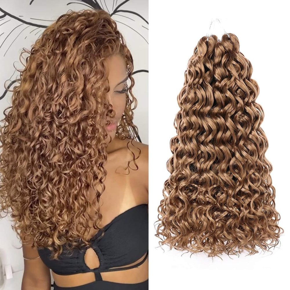 ZRQ 18 Inch GoGo Curl Crochet Hair Honey Blond 8 Packs Beach Curl Crochet Hair For Women Synthetic Deep Twist Crochet Braids Water Wave Crochet hair Synthetic Extensions