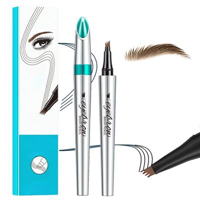 Upgraded Microblading Eyebrow Pen, 2024 New 3D Waterproof Microblading Eyebrow Pencil, 4 Tipped Precise Brow Pen, Long-lasting Natural Makeup Fine Stroke Magic Eyebrow Pencil (Light Brown)