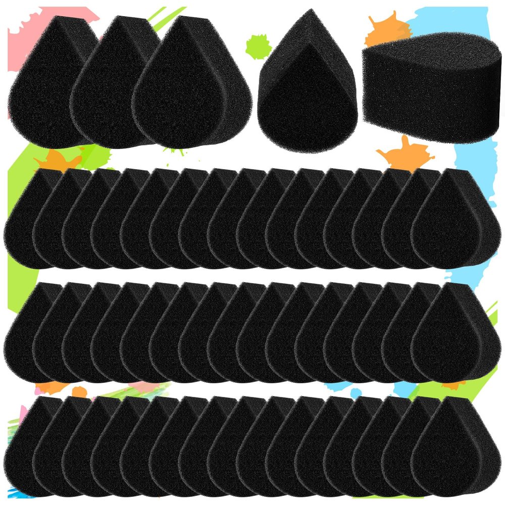 50 Pcs Face Paint Sponges for Kids and Adults Face Painting, Droplet Shaped Face Makeup Use Paint Sponges, Black Facial Painting Kit Professional for Valentine's Day Gifts, Halloween Make Up Supply