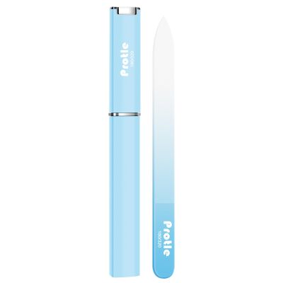 Glass Nail Files for Natural Nails,1Pack Double Sided 180/320 Crystal Nail Filer with Case,Professional Fingernail Files for Women Girls Gifts (Blue)
