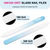 Glass Nail Files for Natural Nails,1Pack Double Sided 180/320 Crystal Nail Filer with Case,Professional Fingernail Files for Women Girls Gifts (Blue) view 2