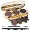 Eyebrow Powder Makeup Kit-3 Colors Eye Brow Tinting Powder Palette for Women Eyebrows Long-Lasting Waterproof, Dark Light Black Brown Brow Filler, Enhance & Define Brows, With Mirror, Brow Tool-Set 03 view 1