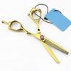SGeneE Hair Cutting Scissors, Professional 440c 5 inch Gold Small Hair Scissors Salon Make up Eyebrow Shears Hair thinning Barber Hairdressing Scissors view 2