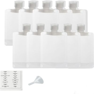 10PCS Portable Travel Fluid Makeup Packing Bag,Portable Fluid Packing Bags,Portable Travel Fluid Bags,Travel Toiletry Pouches Refillable,Fluid Makeup Bags for Women Travel Supplies (10, 100ml)