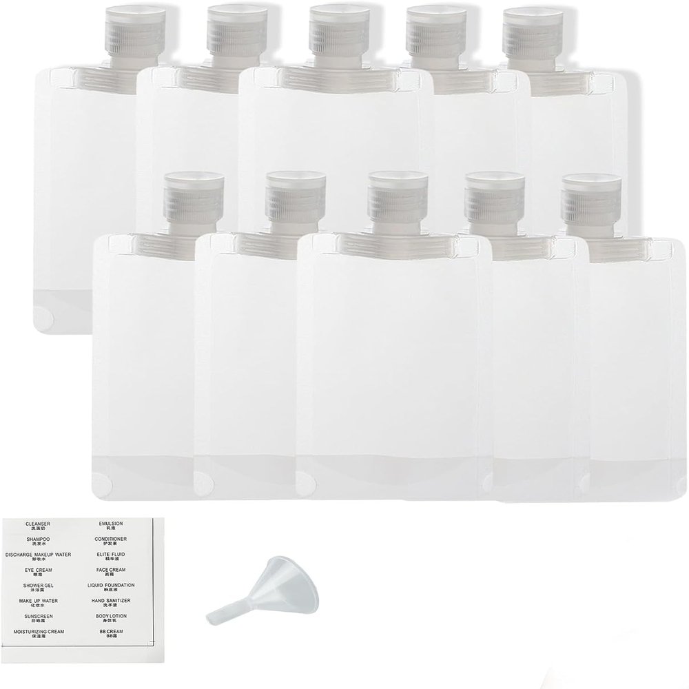 10PCS Portable Travel Fluid Makeup Packing Bag,Portable Fluid Packing Bags,Portable Travel Fluid Bags,Travel Toiletry Pouches Refillable,Fluid Makeup Bags for Women Travel Supplies (10, 100ml)