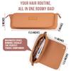 BAREFOOT CARIBOU Hair Tools Travel Bag and Heat Resistant Mat for Flat Irons, Straighteners, Curling Iron, and Haircare Accessories, 2-in-1 design, with Interior Pockets, Portable Organizer (Brown) view 2