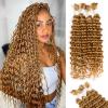 26 Inch Human Braiding Hair Deep Water Wave 4 Bundles/Pack 100g, Bulk Human Hair Braiding Hair for Boho Braids Honey Blonde view 1