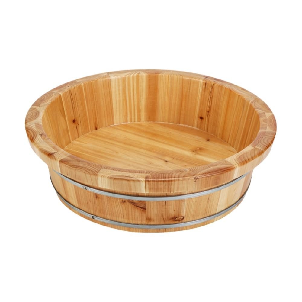Wcxixo Home Foot Wash Bucket Cedar Wood Heat Retaining Foot Bath Soak Tub with Steel Hoop Leakproof Heavy Duty Fatigue Relieving Feet Soaking Tub for Foot Bath, Foot Spa