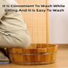 Wcxixo Home Foot Wash Bucket Cedar Wood Heat Retaining Foot Bath Soak Tub with Steel Hoop Leakproof Heavy Duty Fatigue Relieving Feet Soaking Tub for Foot Bath, Foot Spa view 3
