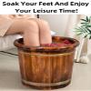 Wcxixo Solid Wood Foot Tub for Soaking Feet Foot Spa Massage Pedicure Bucket Home Foot Wash Bucket with Handle for Dry Cracked Feet for Home Pedicure Bowl Foot Bath Barrel view 3