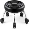GMWXJKKL Rolling Stools with Wheels Heavy Duty, Swivel Pedicure Stool Step Stool for Tatoo Lab Massage Salon Spa Drafting Nail Teach, Leather,Thick Seat Padding, 33x23 cm(Black) view 1