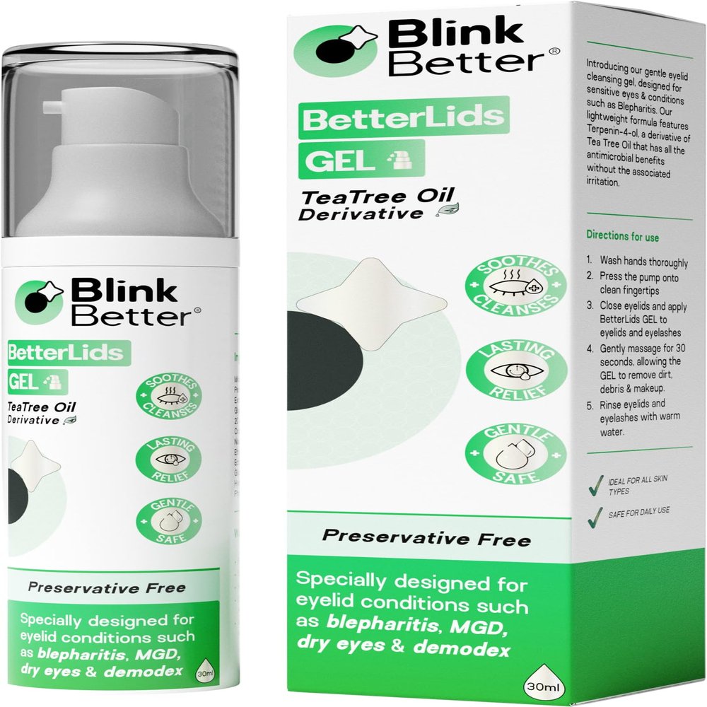 BetterLids Eyelid Cleansing Gel  Gentle Centella & Tea Tree Extract Cleanser  Refreshes & Cleanses for Daily Eyelid Care  Preservative-Free  1.06 oz