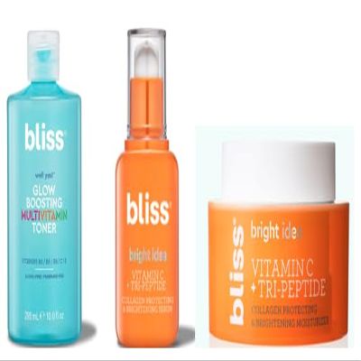 Bliss Complete Radiance Skincare Set - Vitamin C Serum, Hydrating Toner & Brightening Moisturizer - Anti-Aging, Dark Spot Reduction, Skin Brightening & Hydration - Clean, Vegan & Cruelty-Free - 3 Pack
