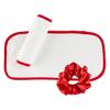 Bella Sleep + Spa Reusable Makeup Remover Facial Cloths and Scrunchie Facial Care Set, 3-Piece, White/Red view 1