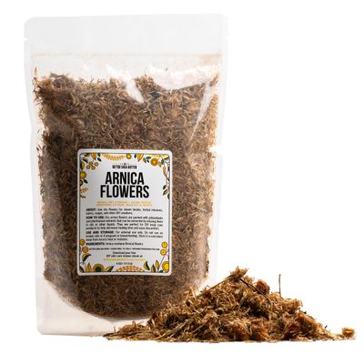 Arnica Flowers Dried for Making Arnica Tincture, Arnica Infused Oil, Poultices and Salves | 4 oz of Dried Herbs Bulk | Whole Flowers and Herbs in Resealable Pouch
