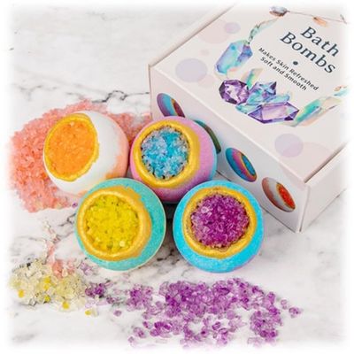 Bath Bombs Gift Set 4pcs, All Natural Organic Bubble Home Spa Set